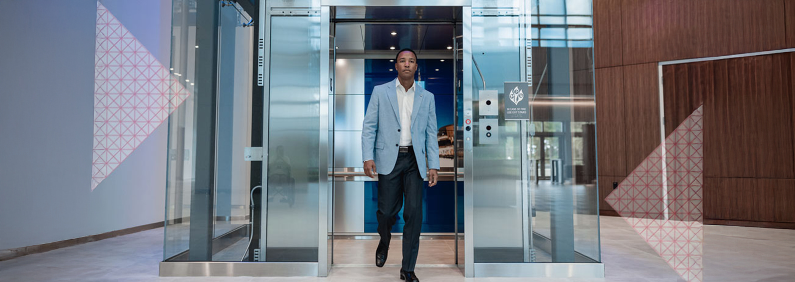 Man walking out from elevator